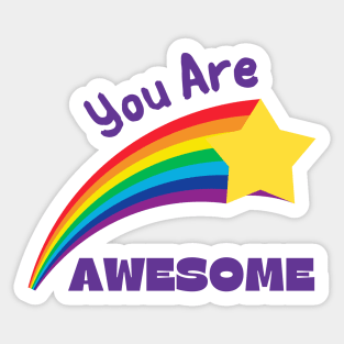 Cute You Are Awesome Rainbow Shooting Star Sticker